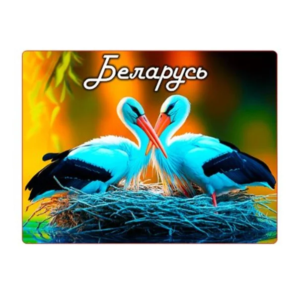 Магнит однослойный (песок/неон) «Аисты в гнезде»
