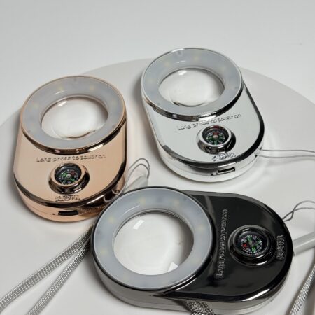 Карманная лупа со светодиодным фонариком и компасом, зарядка от USB в ассортименте