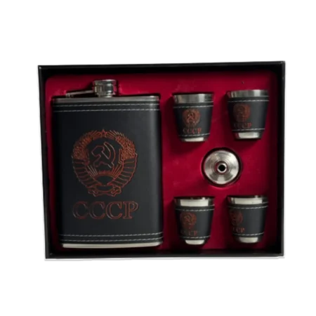 Подарочный набор СССР (фляжка, воронка, 4 стопки) в ассортименте