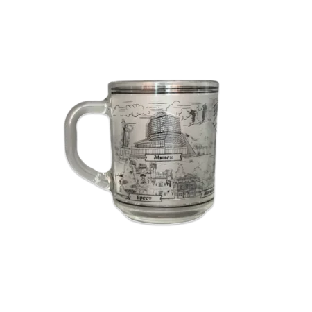 Кружка стеклянная "Беларусь серебристая мини" 250 мл